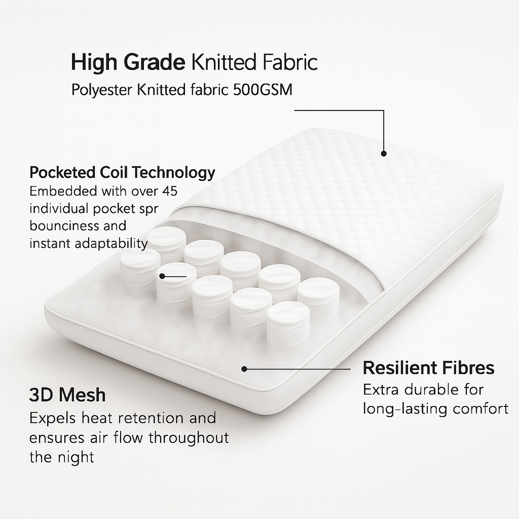 Sleeponica Pillow Internals - 45 Independent Springs